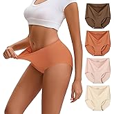 INNERSY Women's Seamless High Waisted Underwear No Show Panties Lightweight Full Coverage Briefs 4-Pack
