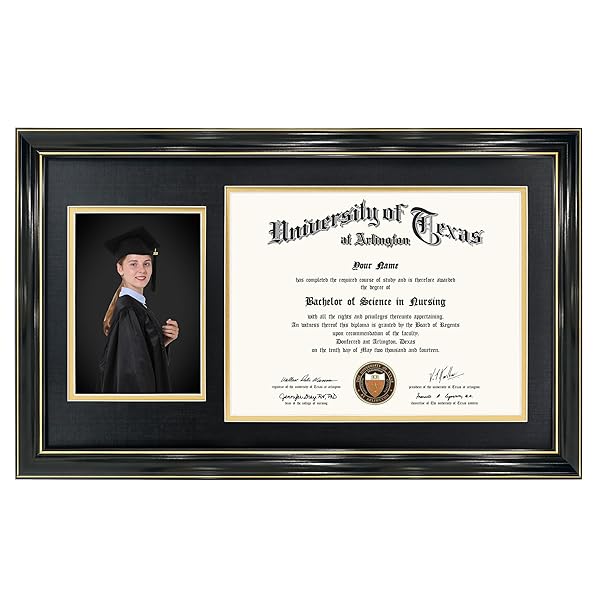 GRADUATIONMALL 11X19 BLACK DIPLOMA AND PHOTO FRAME FOR...