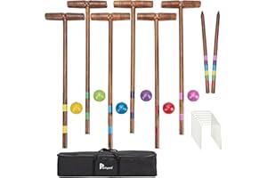 Pointyard 32’’ Six Player Croquet Set, Regulation [Classic Vintage] Croquet Set with Wooden Mallets/Colored Ball/Wickets/Stak