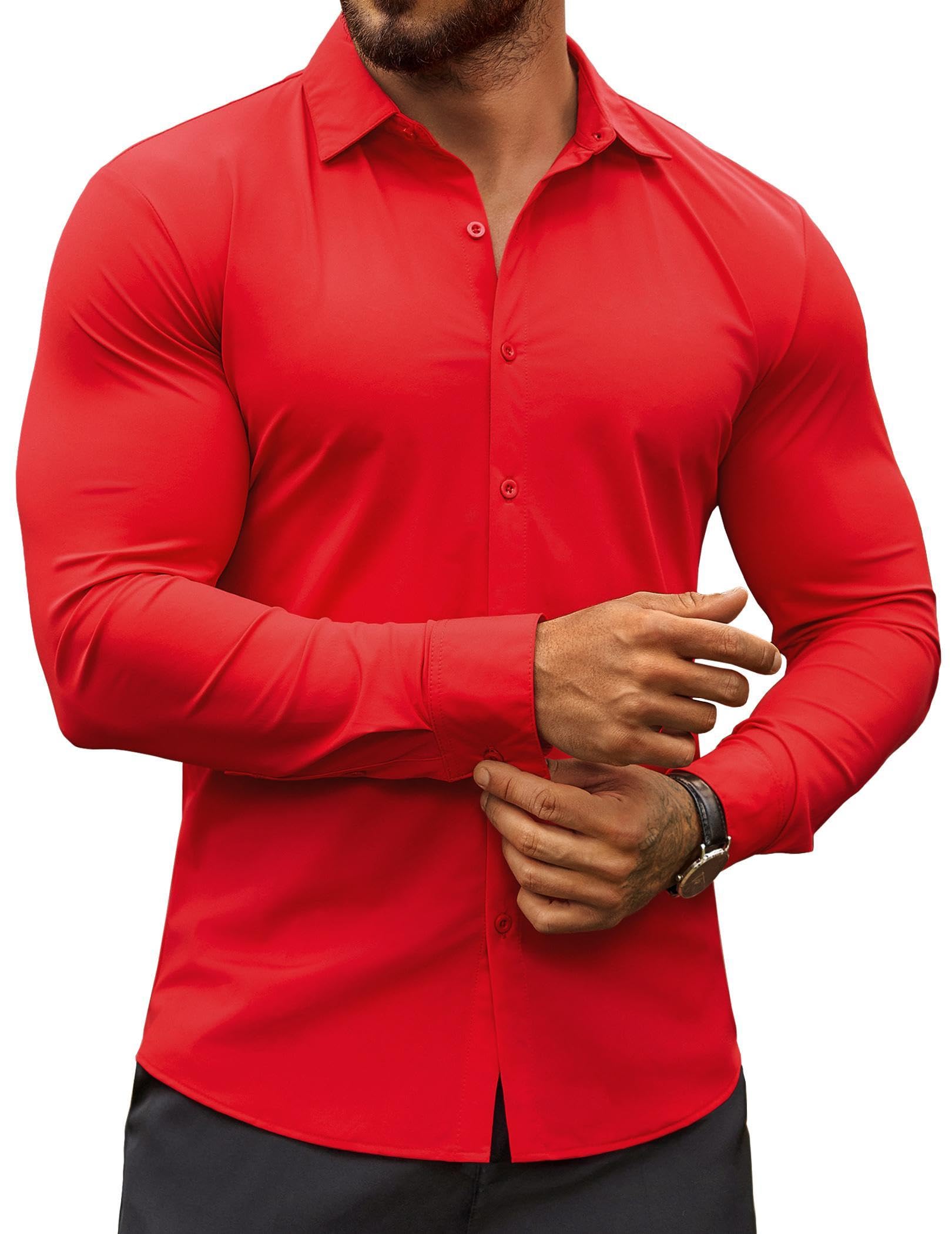 COOFANDY Men's Muscle Fit Dress Shirts Stretch