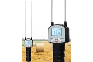 CIMALAB Hay Moisture Tester, Portable Hay Moisture Meter, Hay Bale Moisture Tester with Dual Probe, Forage Moisture Tester with Automatic Temperature Compensation for Alfalfa, Forage, Orchard Grass, Bales