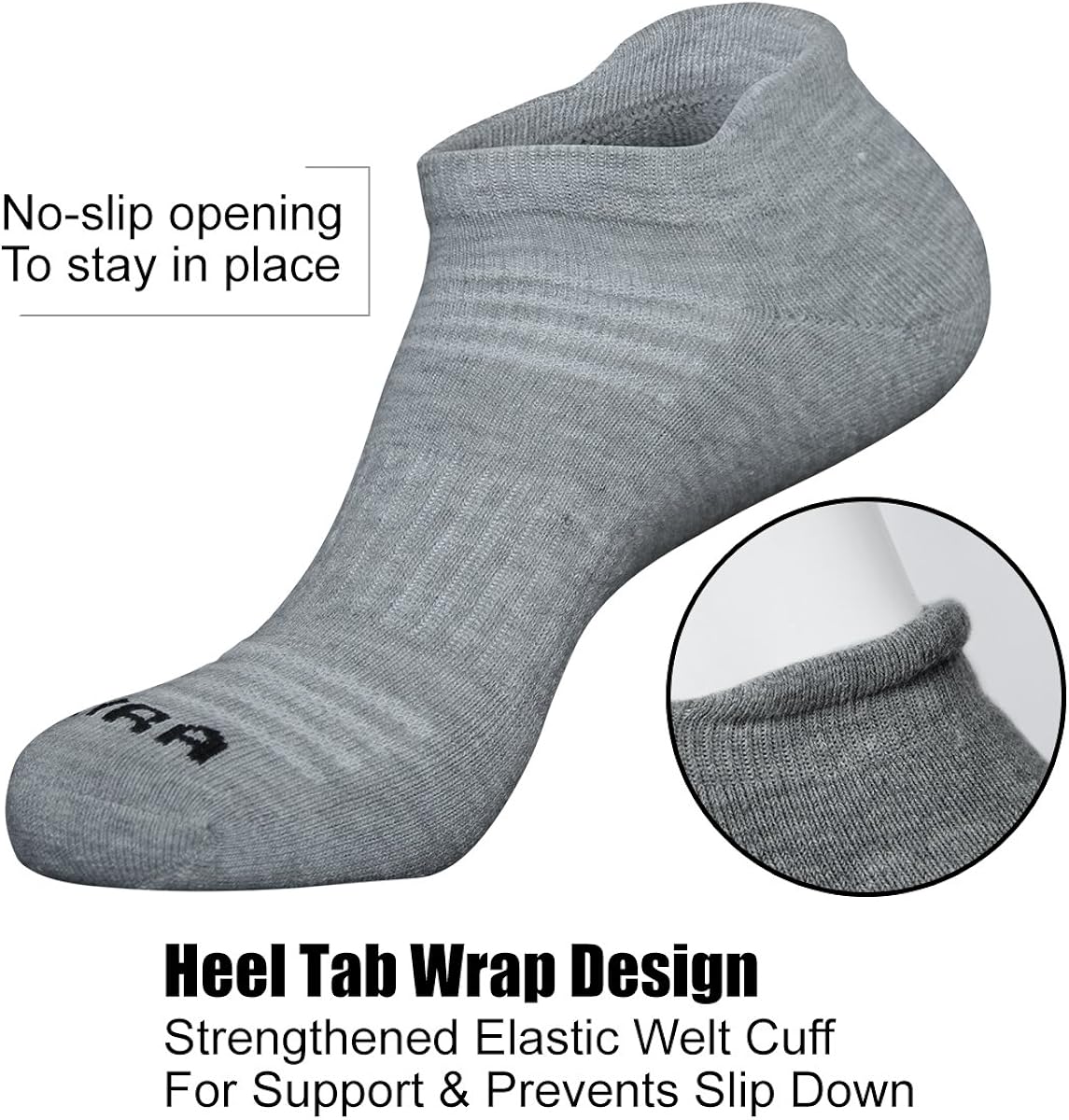 LITERRA Mens Ankle Socks 6 Pack Low Cut Athletic Running Cushioned Tab Socks: Clothing