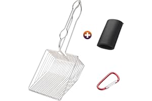 Ownpets Non-Stick Cat Litter Scoop with Foam Handle, Durable Coated Metal Litter Scooper with Deep Shovel, Carabiner & Comfy Foam Grip for Fast Sifting & Instant Cleaning