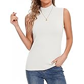 Biffxeu Sleeveless Mock Neck Tops for Women Soft Slim Fit Knit Vest Tops