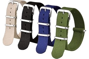 Ritche Military Ballistic Nylon Strap 16mm 18mm 20mm 22mm Premium Nylon Watch Band Strap With Stainless Steel Buckle (4 Packs)