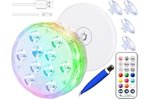 Qoolife Rechargeable Submersible Pool Lights with Remote, Waterproof Underwater Charging Battery Operated Controlled 25 Color Changing LED with Magnet Floating Lights Pool Pond Decoration (1 Pack)