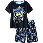 CYCHELRY Little Big Boys Summer Orange Gamer Pajamas Short Sleeve and Shorts Soft Nighty PJS 2PCS Sleepwear Set Size 6-16