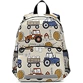 Glaphy Tractors Cars Backpack for Kids, Boys and Girls, Toddler Backpack for Daycare Travel School, Preschool Bookbag with Chest Strap