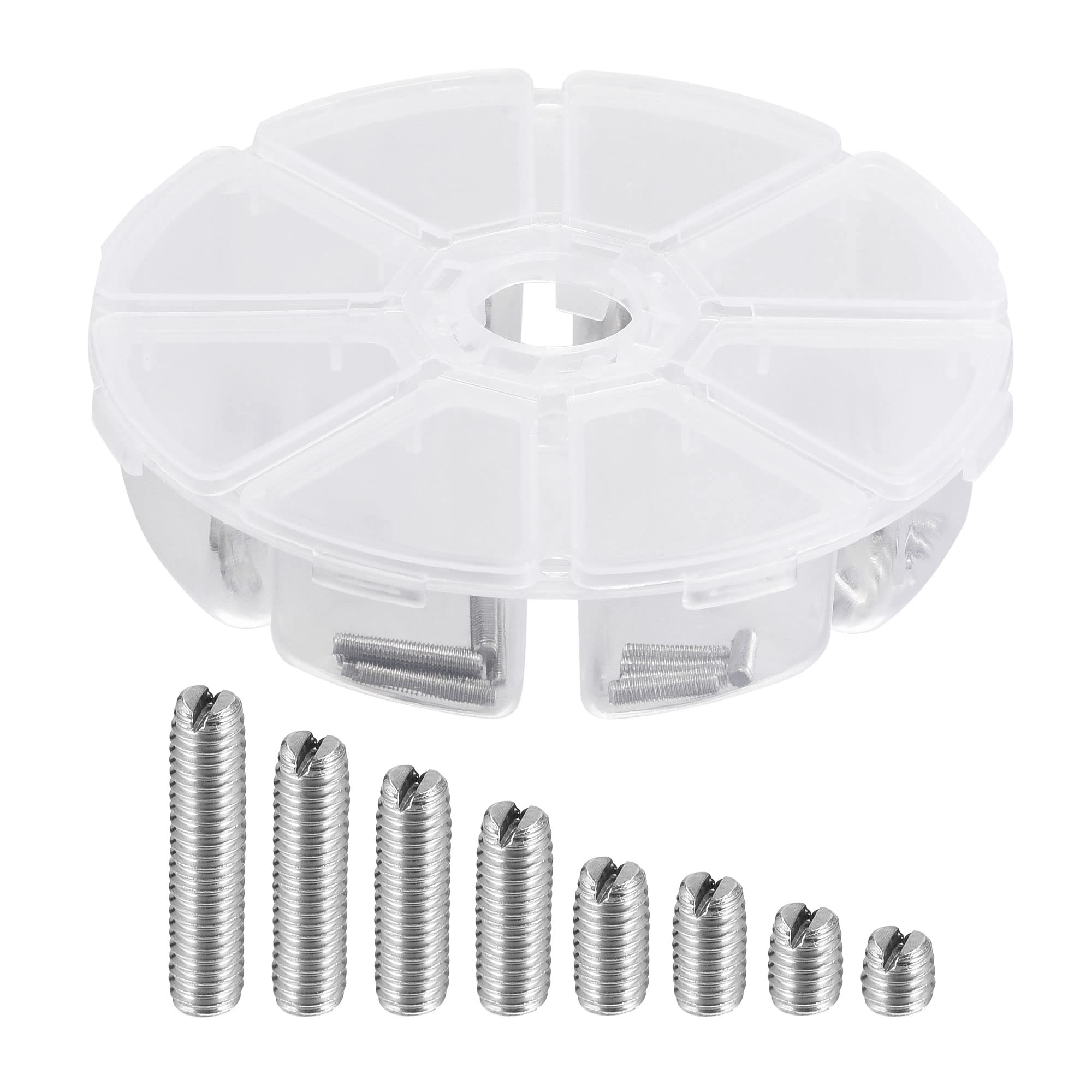 sourcing map Slotted Set Grub Screws, M3 Metric 304 Stainless Steel Flat Point Set Screws Assortment Kit 1set (50pcs)