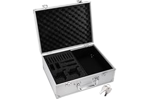 DEAYOU Tattoo Kit Box, Tattoo Machine Case with Lock Key and Sponge, Aluminum Alloy Tattoo Storage Organizer Carrying Case for Tattoo Equipment and Supplies, Makeup Tools, Travel, 12.2" x 9.4" x 5.1"