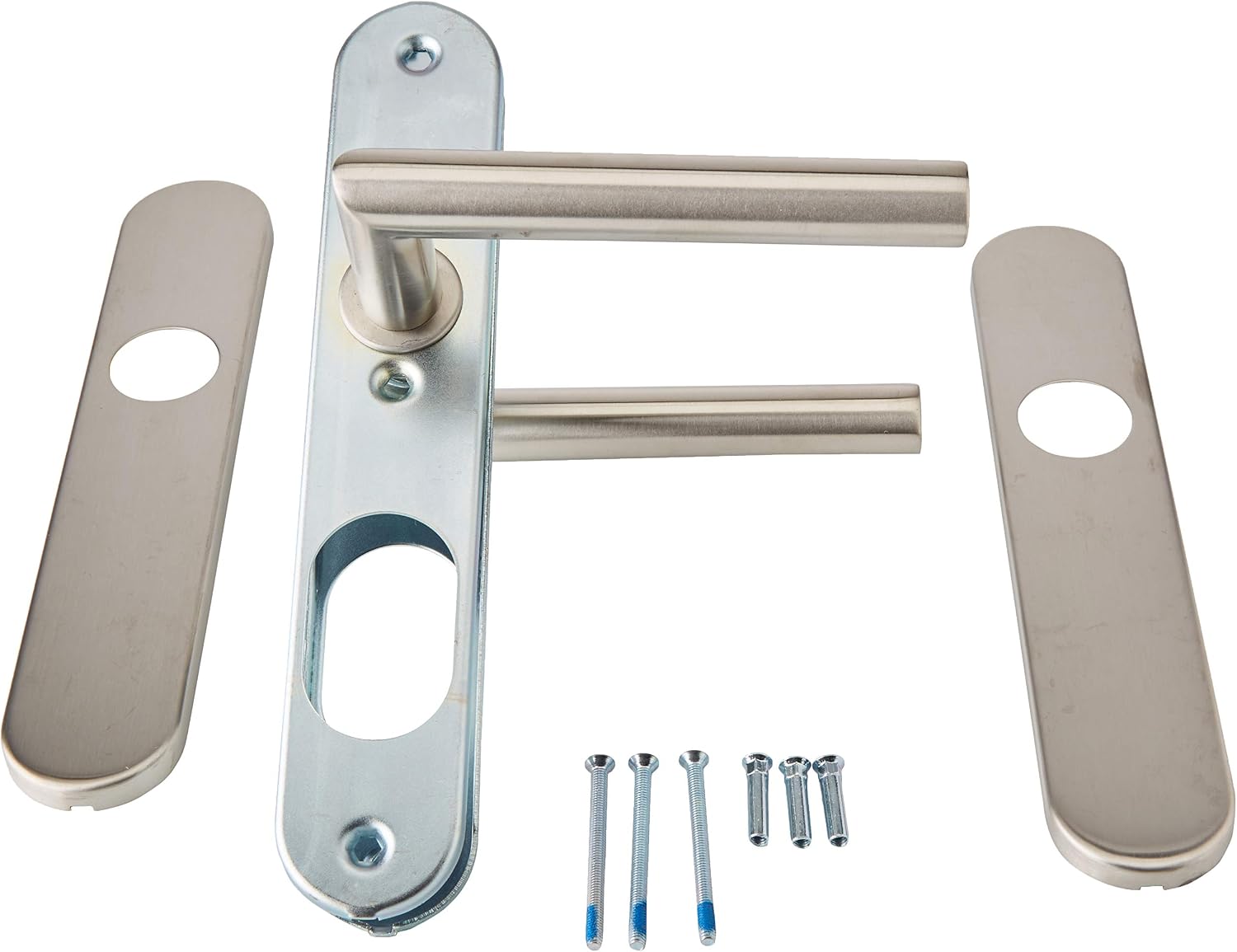 Bricard Tempo Disco 666470 Set of Stainless Steel Handles on Plate, 666469, Porte intérieure sans clé