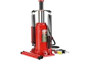 MAOTIFEYS Air Hydraulic Bottle Jack, 12 Ton All Welded Bottle Jack, 10.2-20.1 inch Lifting Range, with 2-Section Long Handle, for Car, Pickup Truck, Truck, RV, Auto Repair, Industrial Engineering (Red-12 Ton)