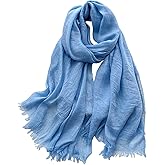 Canxiaoba Solid color cotton and linen scarf, wrinkled all season versatile long sunscreen fashionable shawl