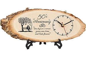 BeauGift 50th Anniversary Wedding Gifts for Him Her Couple, 50th Wedding Anniversary Clock Gifts for Husband Wife, 50th Anniversary Decorations Wooden Clock