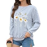 CYJAGNY Women’s Christian Sweatshirts,Faith Hope Love Daisy Print Crewneck Long Sleeve Casual Loose Fit Sweatshirt