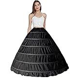 Babyonline Fluffy Petticoats for Women Floor Length 6 Hoop Skirt Crinoline Slips Long Underskirt for Quinceanera Dresses