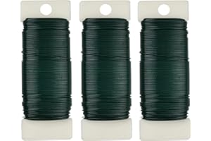 PHINUS 3 Pack Flexible Green Wire - 118 Yards, 22 Gauge, Paddle Wire for Crafts, Christmas Wreaths, Tree & Flower Arrangements
