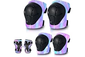 ETEETOW Gradient Color Kids Protective Gear Set Knee Pads for Kid 2-14 Years,W/ Adjustable Strap Kids/Youth Knee Pads Elbow Pads Wrist Guards Set for Inline Roller Skates,Cycling,BMX Bike,Skateboard,Scooter