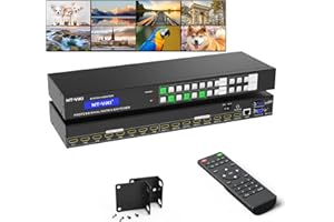 MT-VIKI 4K HDMI Matrix Switch 8X8 w/Web GUI & 3.5mm Stereo Audio w/IR Remote, 4K@30Hz, Rack Mount Switcher & Splitter, EDID, RS232, LAN Port, APP