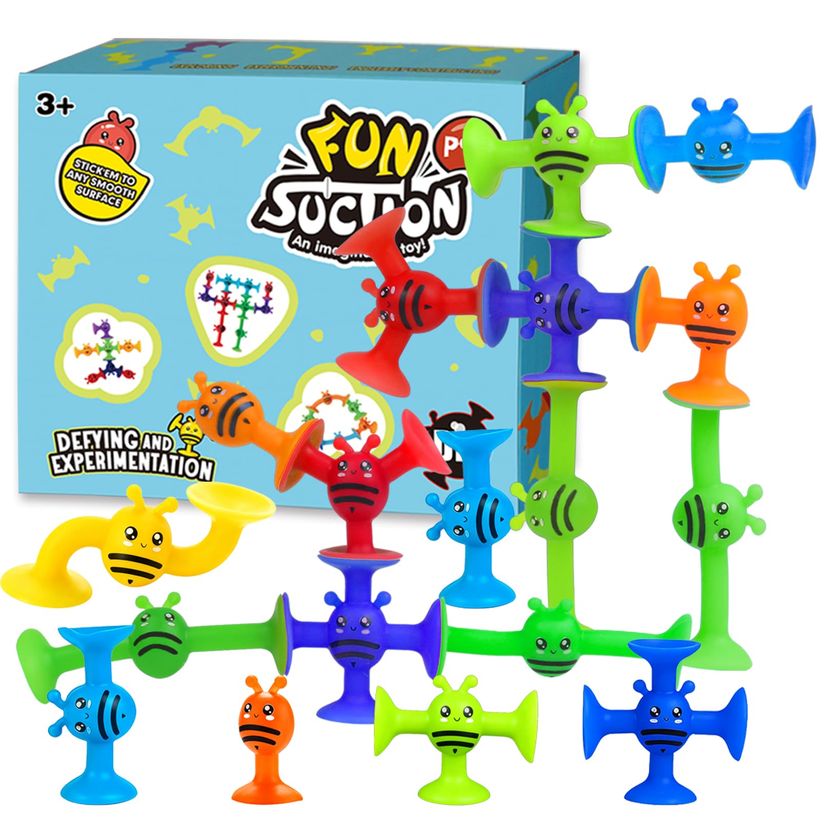 Photo 1 of Suction Cup Toy for Baby Age 3, Suction Toys 40PCS Kids Bath Toys Ages 4-8, Toddler Window Shower Bathtub Building Toys, Montessori Sensory Stress Release Gifts for 6-8 Years Old Boys Girls