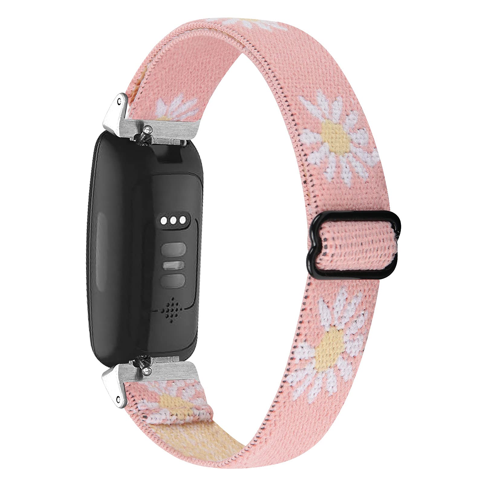 TRISTRAPS Nylon Replacement Watch Straps Compatible with Fitbit Inspire HR/Fitbit Inspire 2,Soft Elastic Breathable Sport Wristbands for Men/Women,Black/Leopard/Apricot etc. (Pink chrysanthemum)