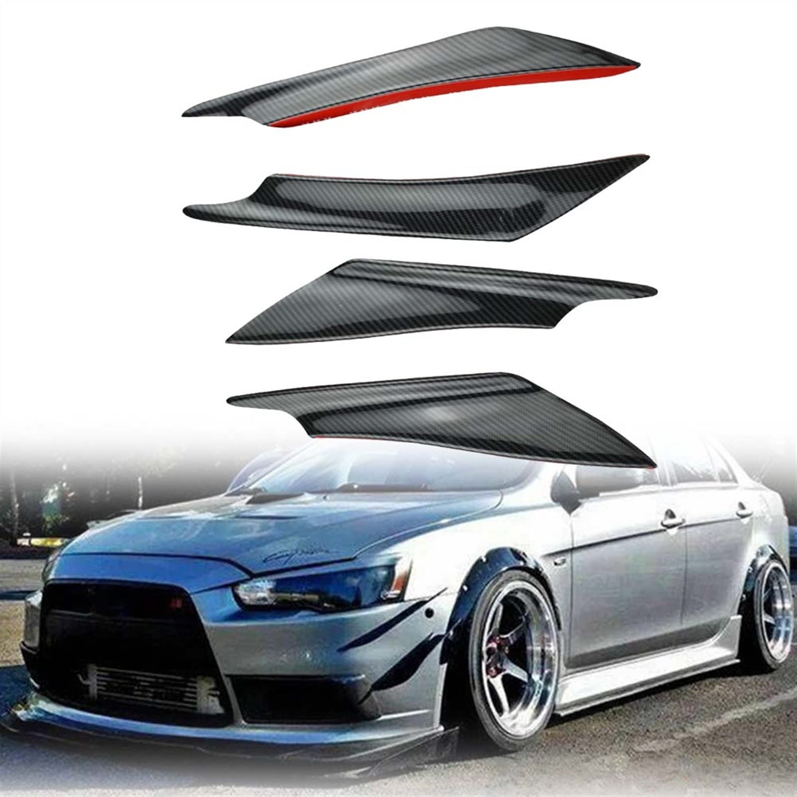 Mua 4 個フロントバンパースプリッターフィンカナードディフューザー原子価スポイラーリップ三菱ランサー 20082017 カーアクセサリー