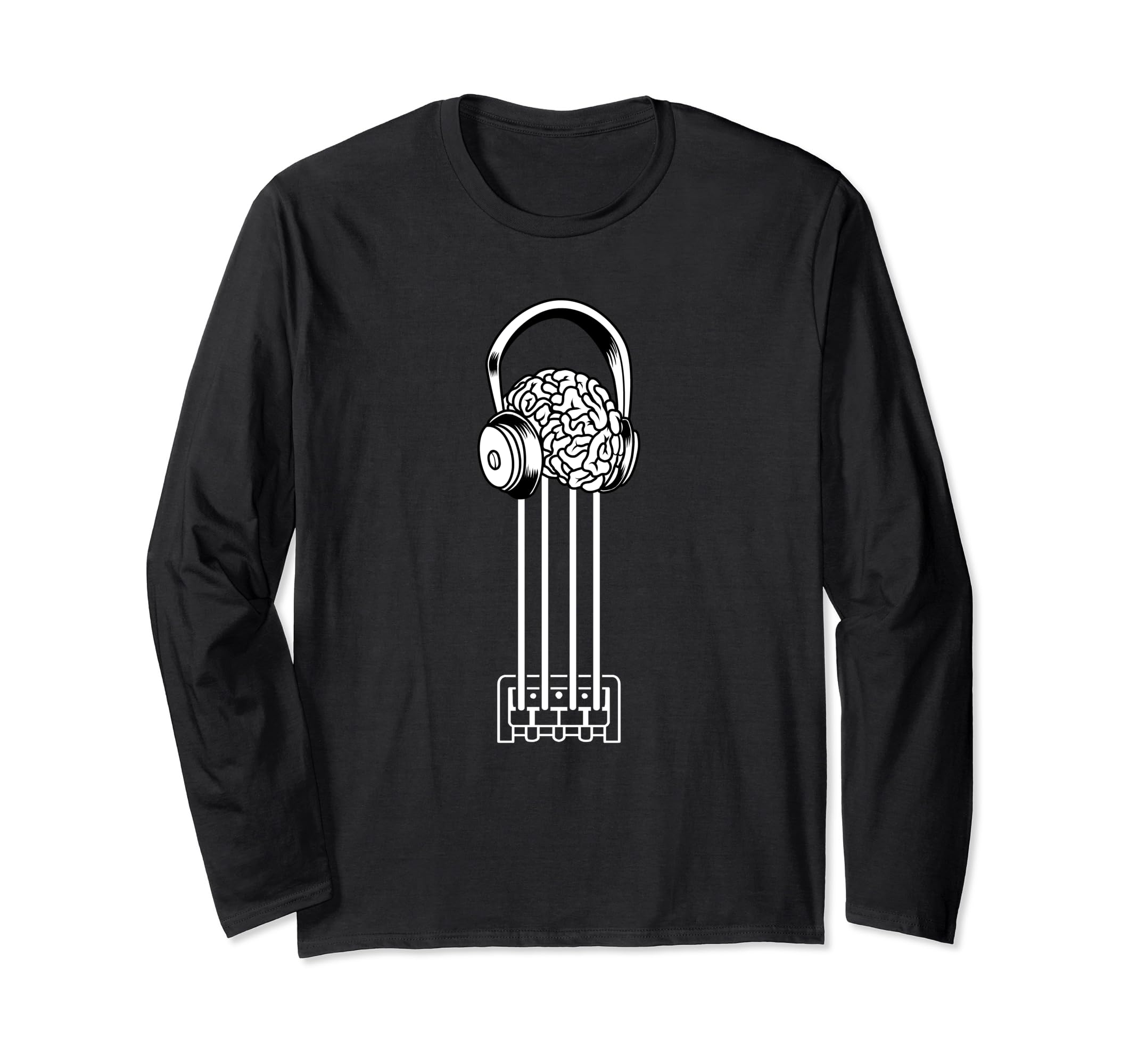 Bass Guitar Brain And Headphones - Bassist Bass Player Long Sleeve T-Shirt