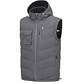 Little Donkey Andy Men's Reversible Fleece Puffy Vest Warm Sleeveless Puffer Jacket with Removable Hood for Golfing Hiking