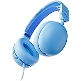 Skullcandy Grom Wired Headphones, Volume-Limiting Audio, Comfortable Over-Ear Fit, Foldable, Designed for Kids 6+, Convenient for Travel with 3.5mm AUX Plug, Built-in Microphone - Surf Blue