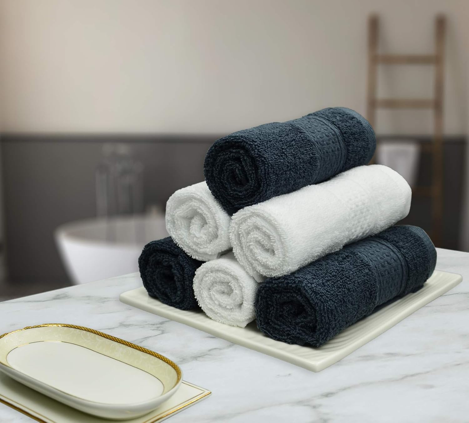 Cleanbear Face-Cloth Washcloths Set,100% Cotton, High Absorbent, 6-Pack 6 Colors, Size13 x13-deep Color: Home & Kitchen