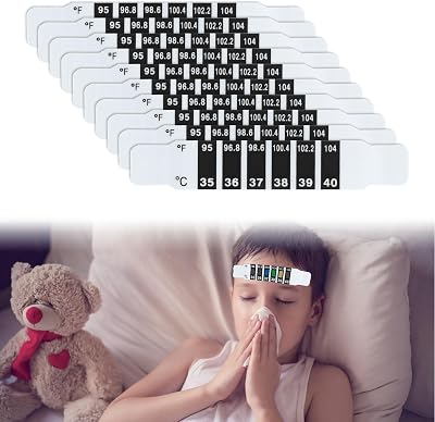 nllkii 10 Pcs Forehead Thermometer Strips Reusable Quick Read Fever