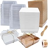 Zentriqlla 100 Pack Charcuterie Boxes with Clear Lids, Disposable Bakery Dessert Containers, To Go Treat Boxes with Twine & S