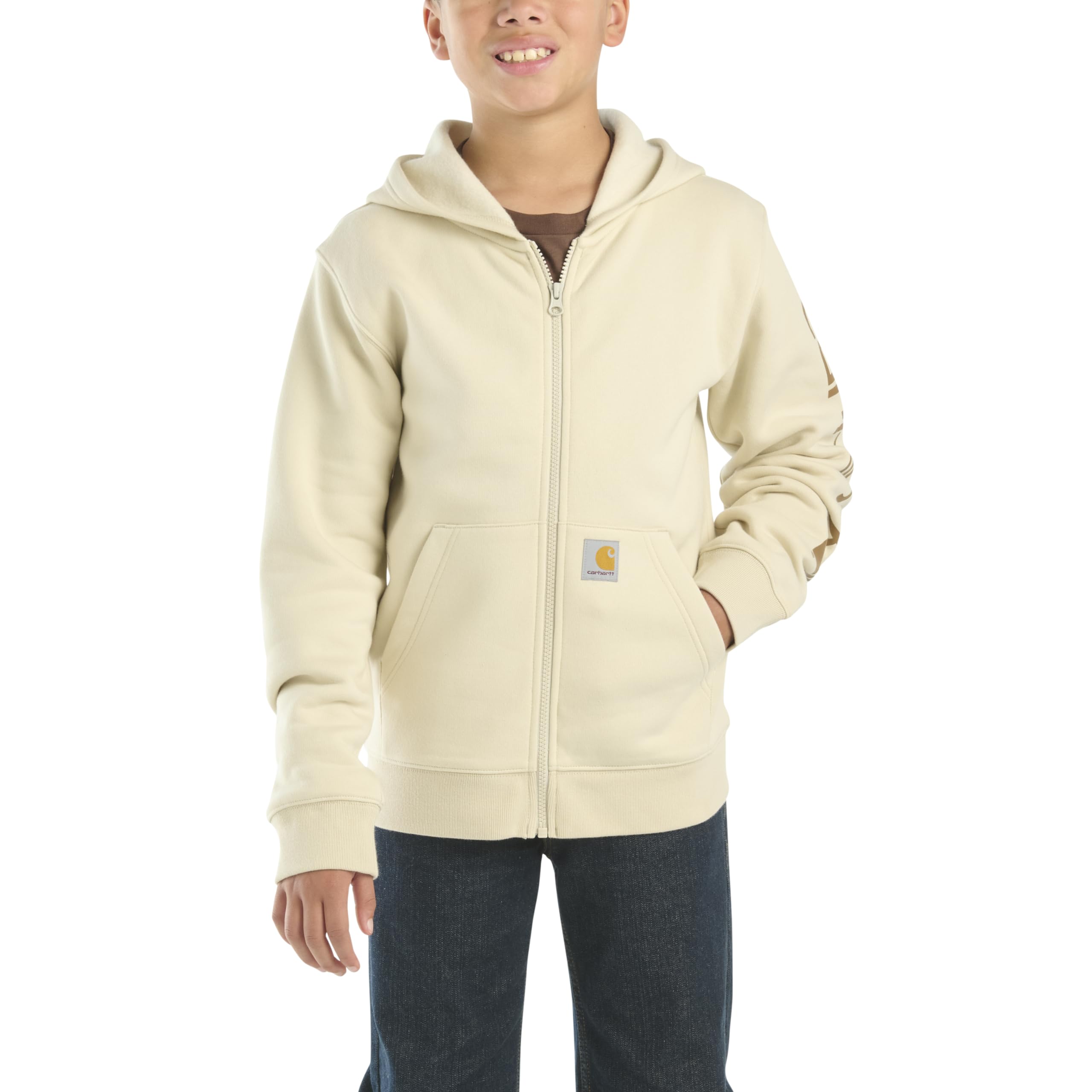 Carhartt Boys LongSleeve FullZip Hooded Sweatshirt Hoodie, Malt, M(10/12) Image Carhartt Boys LongSleeve FullZip Hooded Sweatshirt Hoodie, Malt, M(10/12) Image