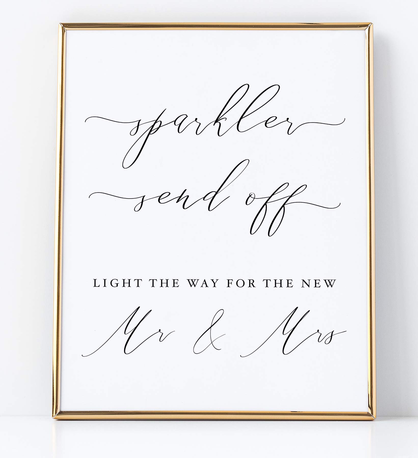 Sparkler Send Off Sign for Wedding Reception, Elegant Minimalist Style White Sign with Black Lettering, Professional Thick Linen Cardstock, White Wedding Decoration