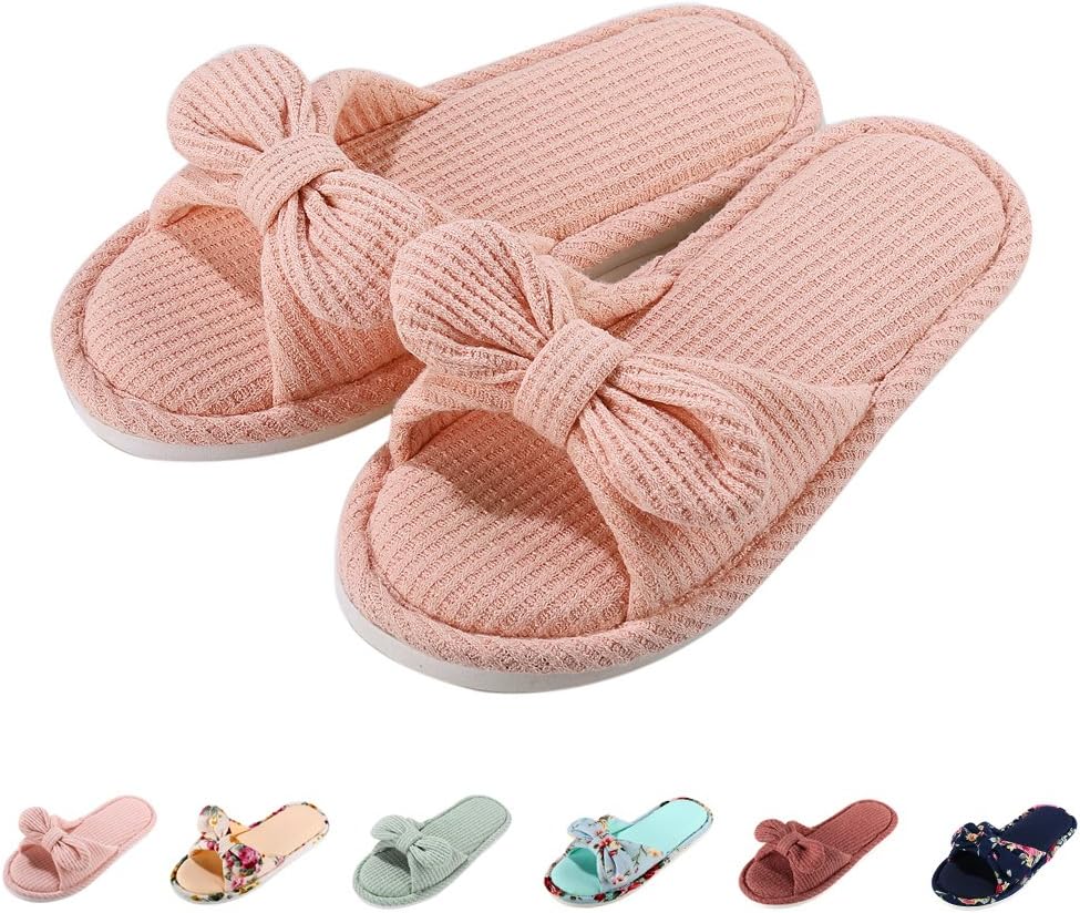 Women Open Toe Slip on Home Slippers Comfort Memory Foam Slippers Indoor Outdoor House Slippers Shoes