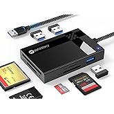 SD Card Reader USB 3.0, WARRKY【2.5FT Nylon Braided, Extra USB 3.0 Ports, 5Gbps】 7 in 1 Memory Card Reader, Micro SD Card Adap