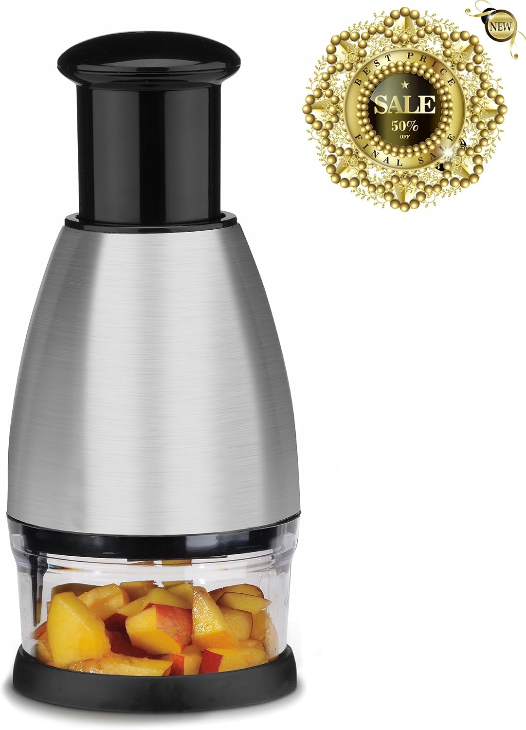 KAYCROWN Premium Stainless Steel Chopper And Dicer Chop Veggies Herbs And Nuts With Ease, Silver