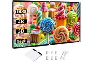 HOIN Outdoor Portable Projection Screen 80 Inch: Foldable Anti-Crease Support Double-Sided Movie Screen 16:9 HD 4K for Office Home