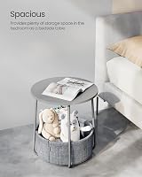 VASAGLE Round Side Table with Fabric Basket Dove Grey Slate Grey LET223G36 view 3