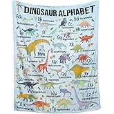 Dinosaur Alphabet Blanket Educational Learning Gift for Kids Boys Dinosaur Lovers Super Soft Flannel Throw Blanket for Sofa Camping Travel Home Decor,40"x50"for Kids/Baby