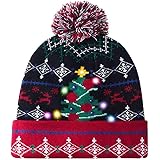 TUONROAD Cappelli di Natale Unisex 3 LED Cappucci Luminosi Uomo novità Cappello Lavorato a Maglia Donna Cappelli Morbidi Caldi Invernali Bambini per Indoor e Outdoor Regali di Natale Festa
