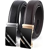 PARTTELY 2 Pack Men's Ratchet Belt - Adjustable Click Slide with Trim Fit for Dress Casual, Gift Set