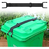 QUFA Trash Can Lid Lock Strap for Raccoons &amp; Animals, 28-96 Gallon, 1 Pack | Rubber-Coated Metal Double Claws, 20.47-35.43 in Range, No-Drill Setup, One-Hand Use, Round/Square Bin Fit, Wind Stability