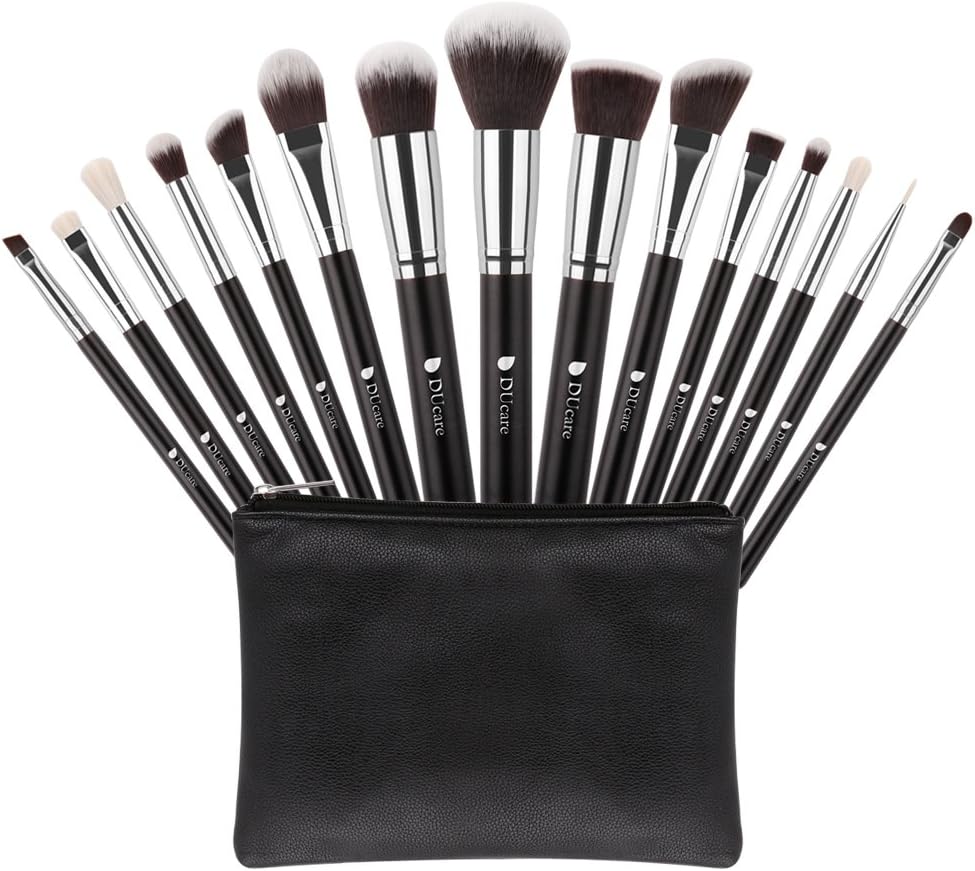 DUcare Makeup Brush Set 15pcs Professional Cosmetic Brushes with Makeup bag for Foundation, Powder, BB Cream, Eyeliner, Concealer Best for Gifts & Travel