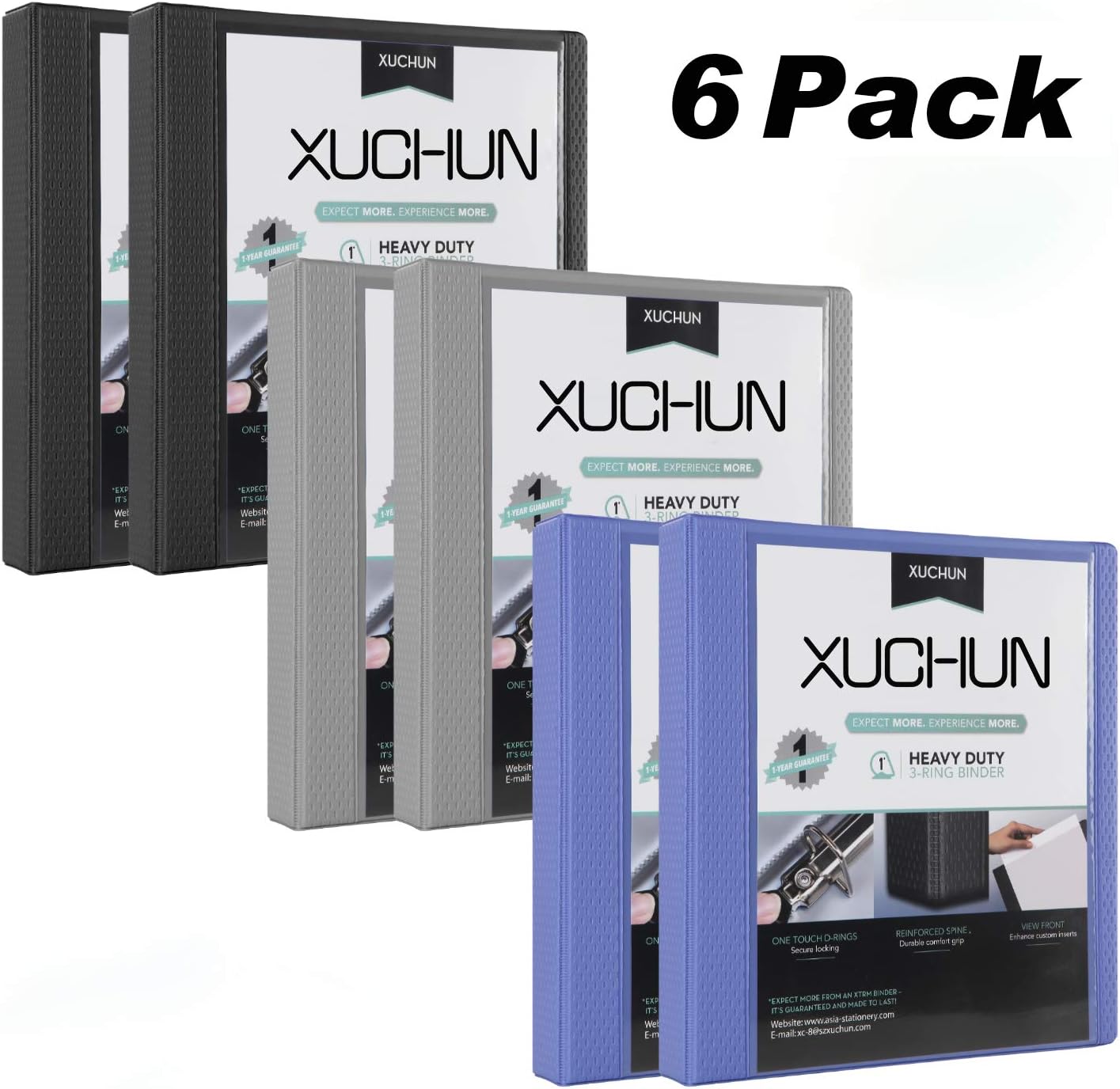 1 inch Heavy Duty D Ring Binder,One Touch Slant Ring,Customized View Binders,Pack of 6