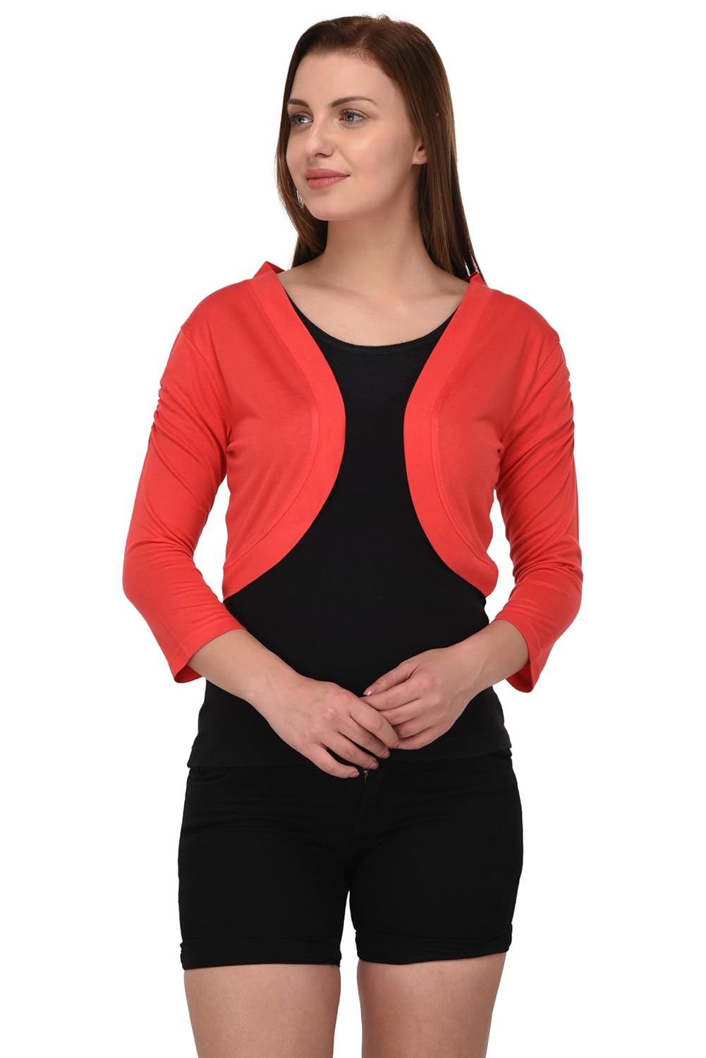 espresso women's 3/4th sleeve stylish shrug open cardigan