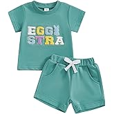 Easter Toddler Baby Girl Boy Outfit Bunny Short Sleeve Rabbit Shirt Summer Spring Clothes Solid Shorts Set