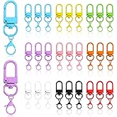27PCS Colorful Lobster Claw Clasp Metal Double Lanyard Swivel Trigger Snap Hooks Strap Open Ring Flat Split Loop Trigger Buckle Clasps Lock Connectors for Backpack Jewelry Keychain Purse DIY Crafts