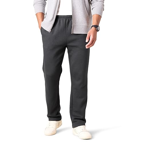 Amazon Essentials Men's Fleece Open Bottom Sweatpant (Available in Big & Tall), Washed Black, Large