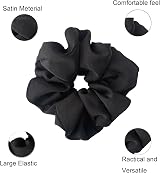 ILamourCar Black Satin Large Scrunchies 2 Pack Elastic Hair Ties Ponytail Women view 4